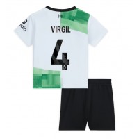 Liverpool Virgil van Dijk #4 Fußballbekleidung Auswärtstrikot Kinder 2023-24 Kurzarm (+ kurze hosen)